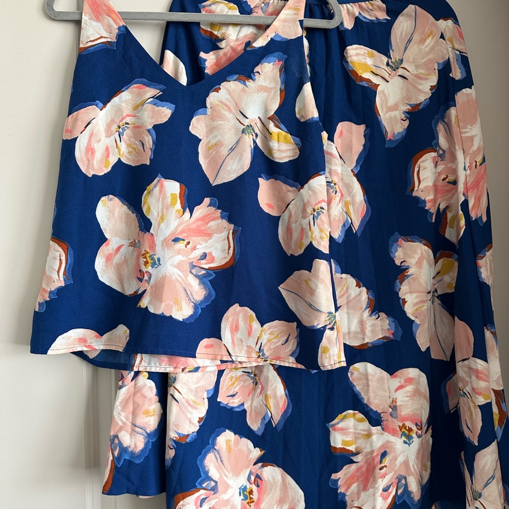 A New Day Maxi Skirt and Cami Floral Blue Set.
